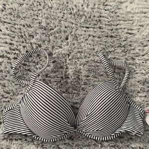 xhilaration navy blue and white pushup bikini top